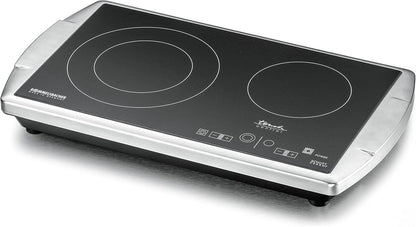 Dubbele Kookplaat – Elektrische Kookplaat – Kookplaat 2 Pits – Glaskeramische Kookplaat – Inductiekookplaat – Roestvrij Stalen Behuizing – 9 Vermogensstanden Met Timerfunctie
