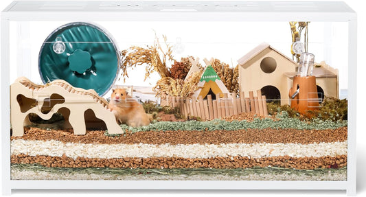 BUCATSTATE Hamsterkooi metaal - kleine dierenhabitats stapelbaar met diep hol kauwbestendig 100 x 50 x 52,5 cm voor dwerg (Syrische)-hamster, cavia en andere kleine dieren (wit)