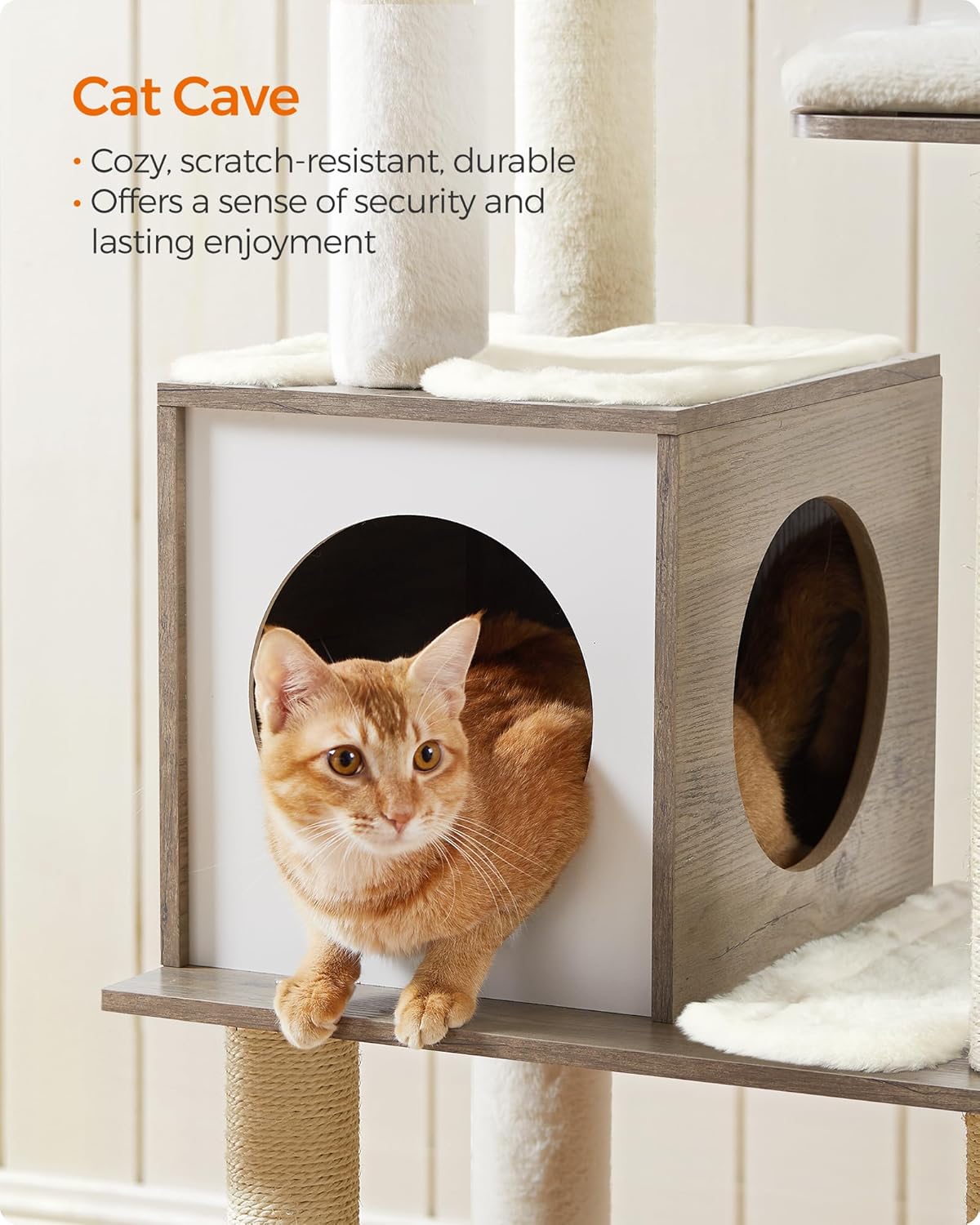 Kattenboom – Krabpaal – Kattenhuis – Kattenmeubel – Klimpaal – 165 cm Hoog – Wasbare Verwijderbare Kussens
