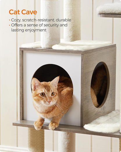 Kattenboom – Krabpaal – Kattenhuis – Kattenmeubel – Klimpaal – 165 cm Hoog – Wasbare Verwijderbare Kussens