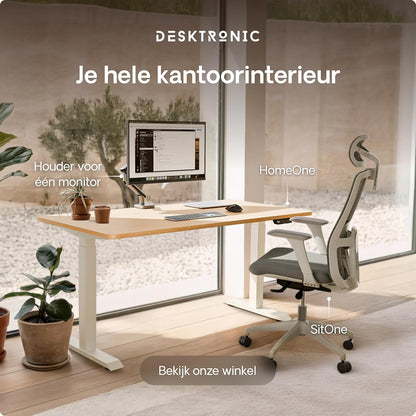 Height adjustable desk (120 x 60 cm), sitting and standing desk with charging sockets, desk height adjustable, electric touch screen and steel feet, desk height adjustable from Desktronic - QUORE