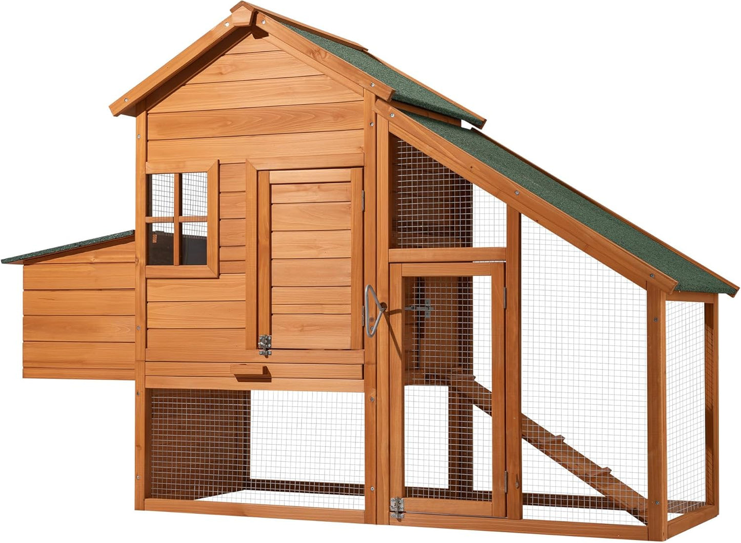 Chicken coop freeway and nesting box, spruce wood, 1720x660x1200mm, galvanized grid, excrement tray - QUORE