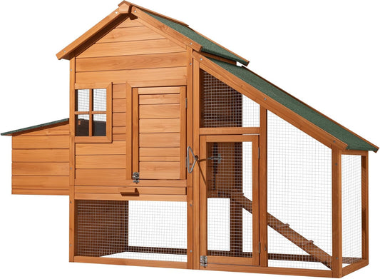 Chicken coop freeway and nesting box, spruce wood, 1720x660x1200mm, galvanized grid, excrement tray - QUORE