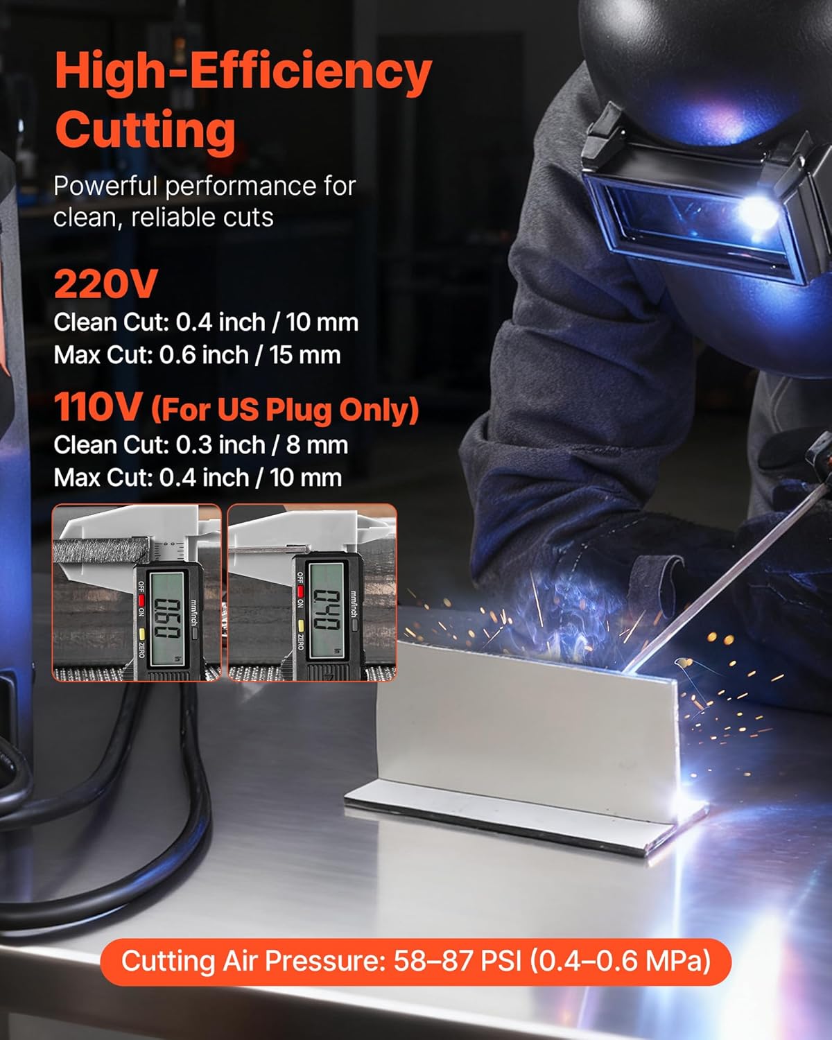 VEVOR Lasapparaat 3-in-1 combi, snijden/WIG/MMA, 50-A-plasmasnijder & 200 A WIG-elektrodenlasapparaat, digitaal led-display met 2T/4T/PA/PT-functie voor doe-het-zelvers en werkplaatsen