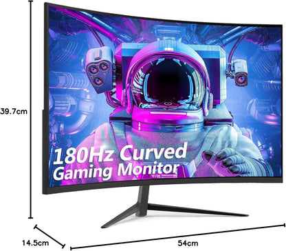 Z-Edge Gaming Monitor Gebogen 24'' 180 Hz/165 Hz/144 Hz, FHD (1920x1080), 1 ms MPRT, FreeSync, gamingmonitor met DP-kabel, 1650R VA, 300cd/m², HDMI 2.1 & DP 1.4, Verstelbare Kanteling, 178° kijkhoek