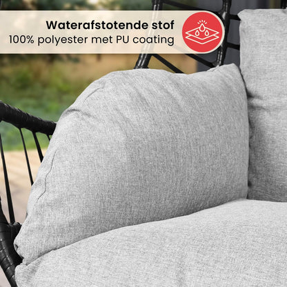 Swoods XXL Egg Hangstoel – Hangstoel met standaard – Voor Binnen en Buiten – Incl. Kussens – Egg Chair – Weerbestendig - Ei Stoel – tot 150kg (Lichtgrijs)