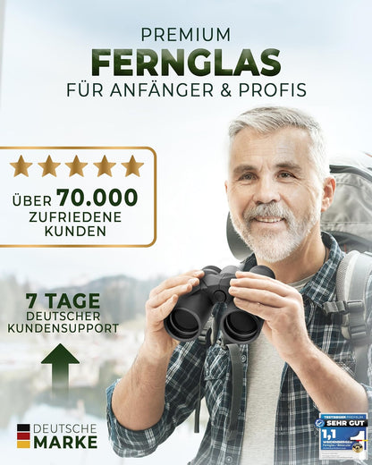 Verrekijker 12 x 42, [testwinnaar] magnesium verrekijker met nitrogeenvulling en waterdicht, voor volwassenen, BAK4 HD Prisma + FMC-lens, ook geschikt voor brildragers (zwart, 12x42)