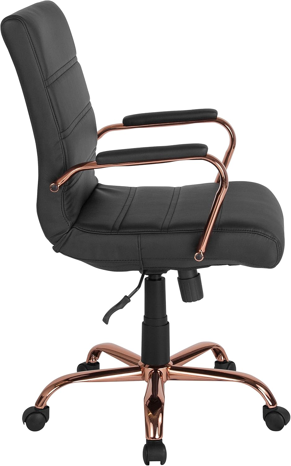 Flash Furniture Executive stoel, draaistoel, zwart leer, roodgoudkleurig frame, 61 x 58,4 x 103,5 cm (B x D x H)