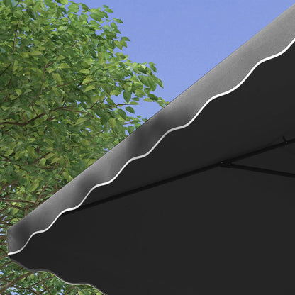Outsunny Parasol, 243 x 243 cm Balcony Parasol with UV Protection, Floating Parasol with Double Roof, Cross Base, Patio Parasol with Ruffles, 4 Ribs, for Garden, Metal, Dark Grey, Dunkelgrau - QUORE
