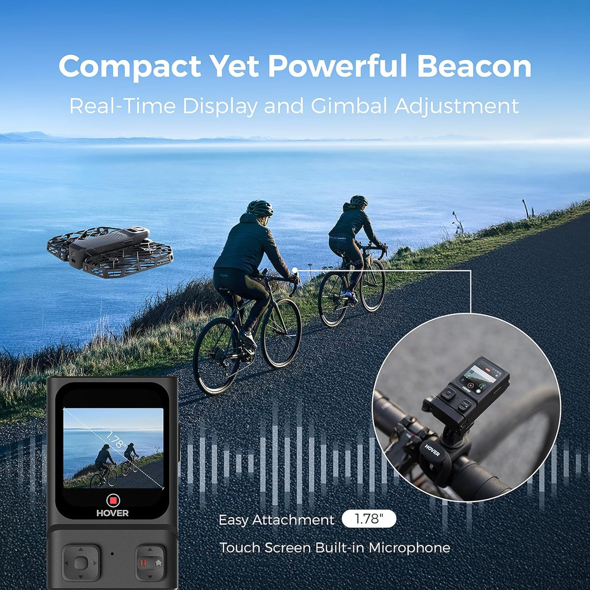 HOVERAir X1 PRO 4K Action Flying Camera, Vouwenbare drone met camera met 42 km/u volgssnelheid, 10+ volledige automatische vluchtmodi, Vlieg overal met OmniTerrain, SmoothCapture 2.0 (Fietscombo)