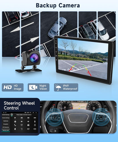 2+64G 10" Wireless Carplay Android Auto Android autoradio voor Toyota Aygo/Peugeot 107/Citroen C1 2004-2014 met touchscreen met Bluetooth HiFi/RDS/FM-radio + Navi/AHD achteruitrijcamera/CANBUS