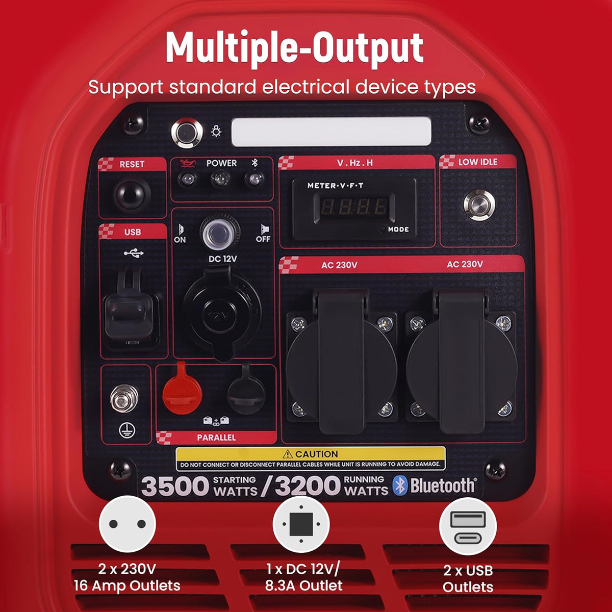 maXpeedingrods Stroomgenerator, inverter, 3500 W, benzinegenerator, met gegevensbewaking via Bluetooth®-app, geschikt voor camper, outdoor camping, back-up voor thuis