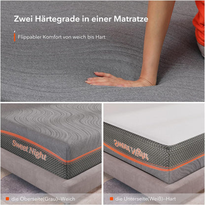 Schuimmatras – Traagschuimmatras – Slaapmatras – Eenpersoonsmatras – Matras 80x190 cm – Omkeerbaar Dubbellaags Design – Ademend Gel-Traagschuim