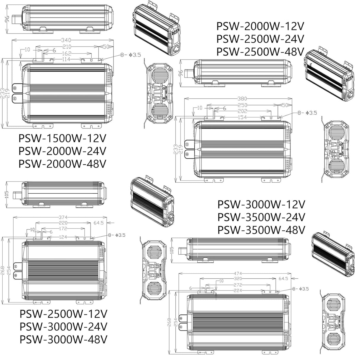Omvormer 12V naar 230V Zuivere Sinus 1500W/3000W Spanningsomvormer 12V 230V Met een externe LCD-controller, geschikt voor campers en elektrische installaties in huis