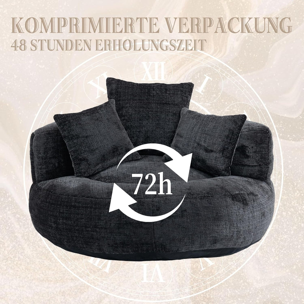 Lazy Sofa Durable Comfort Lounger zitzak met hoge rug, met drie kussens voor volwassenen en kinderen, binnen en buiten, single gamingbank, stoel voor slaapkamer, kantoor - QUORE