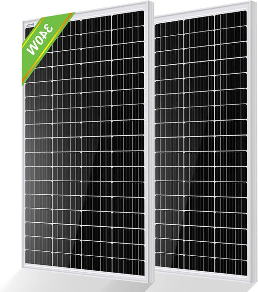 ECO-WORTHY 340W 12 Volt Monocrystalline Solar Panels, 2pcs 170W Solar Panels Suitable for RV, Garden, RV, Motorhome, Charging 12V Battery - QUORE