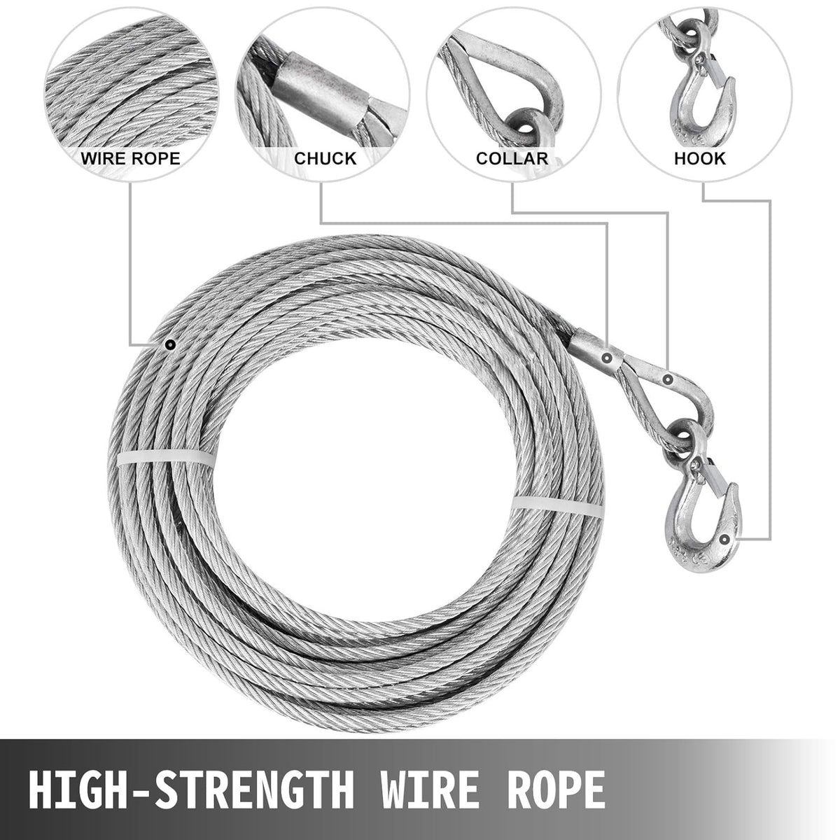 VEVOR Manual Winch 1.6 T, Hand Winch Rope 25 m, Cable for Trailer, Car, Boat, Strong and Stable Pull-Out Lever for Construction Sites Gates, Factories, Warehouse Transportation, Electricity