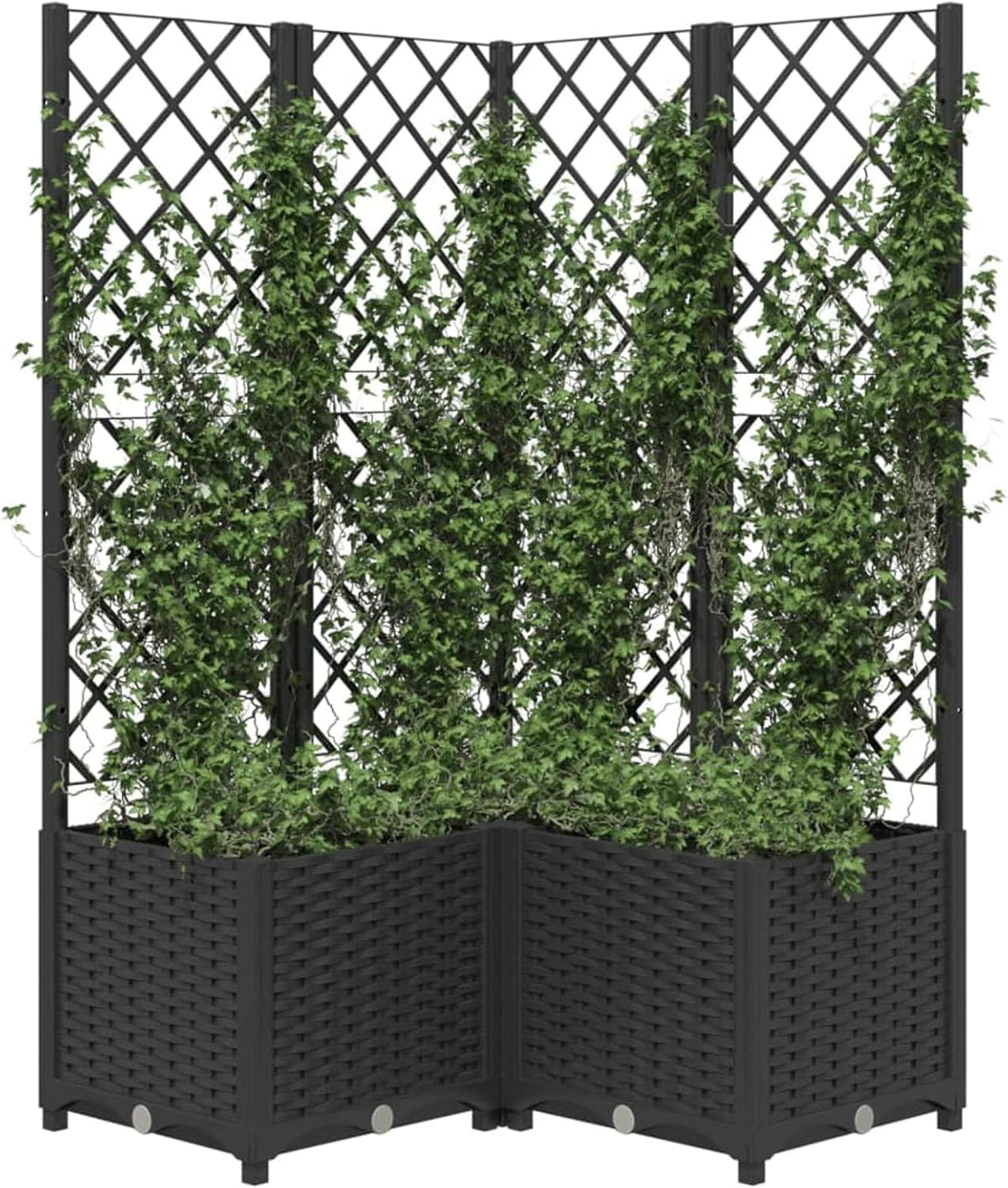 Gecheer Planter with trellis garden trellis planter climbing aid planter flower box flower box planter black 80x80x136cm polypropylene - QUORE
