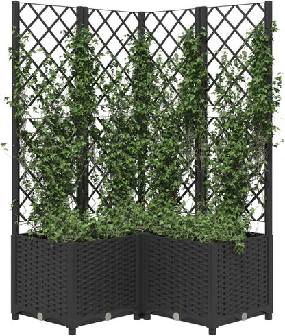 Gecheer Planter with trellis garden trellis planter climbing aid planter flower box flower box planter black 80x80x136cm polypropylene - QUORE