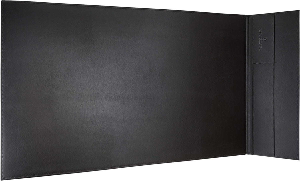 Desk Pad"Tom" voor linkshandig | Gemaakt van leer en echt hout | Desk Mat 28 Inch (620 mm x 360 mm) Smoked Oak