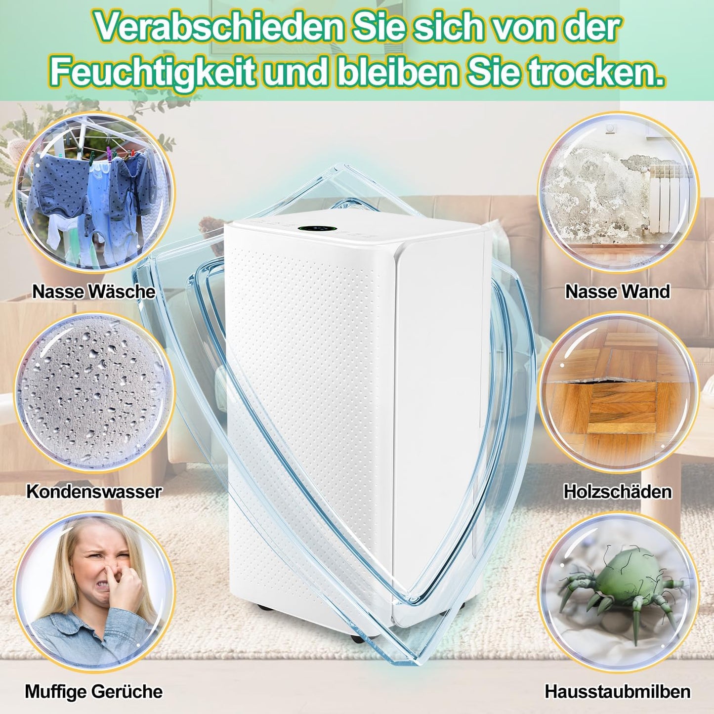 Luchtontvochtiger 16 l/dag ontvochtigingsvermogen - met 3 bedrijfsmodi, digitaal display, afvoerslang, timer 24 uur, ontdooifunctie, waterreservoir 2 l, tegen vocht en schimmel