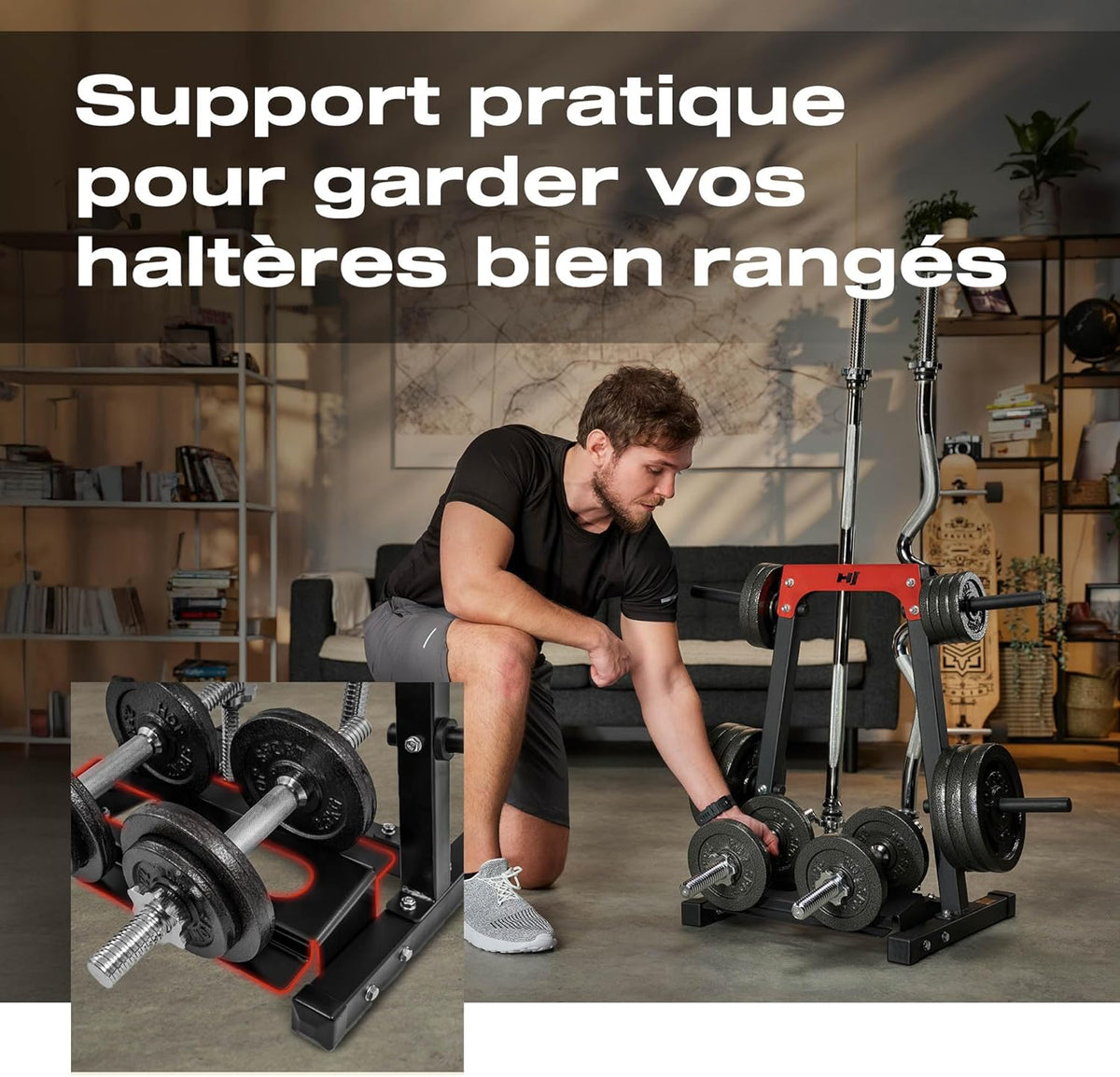 Hop-Sport Weight Plate Stand, Dumbbell Stand for Short Dumbbells for Weights and Bars - QUORE