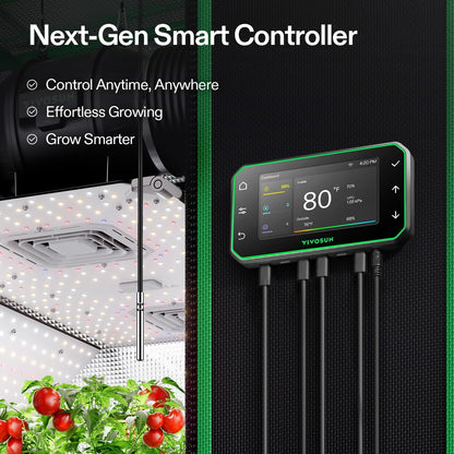 VIVOSUN GrowHub Controller E42A voor kweektent, slimme milieu-wifi-controller met temperatuur, vochtigheid, VPD, timer, cyclus, schemabesturing, koeling ventilatie verlichting programmering