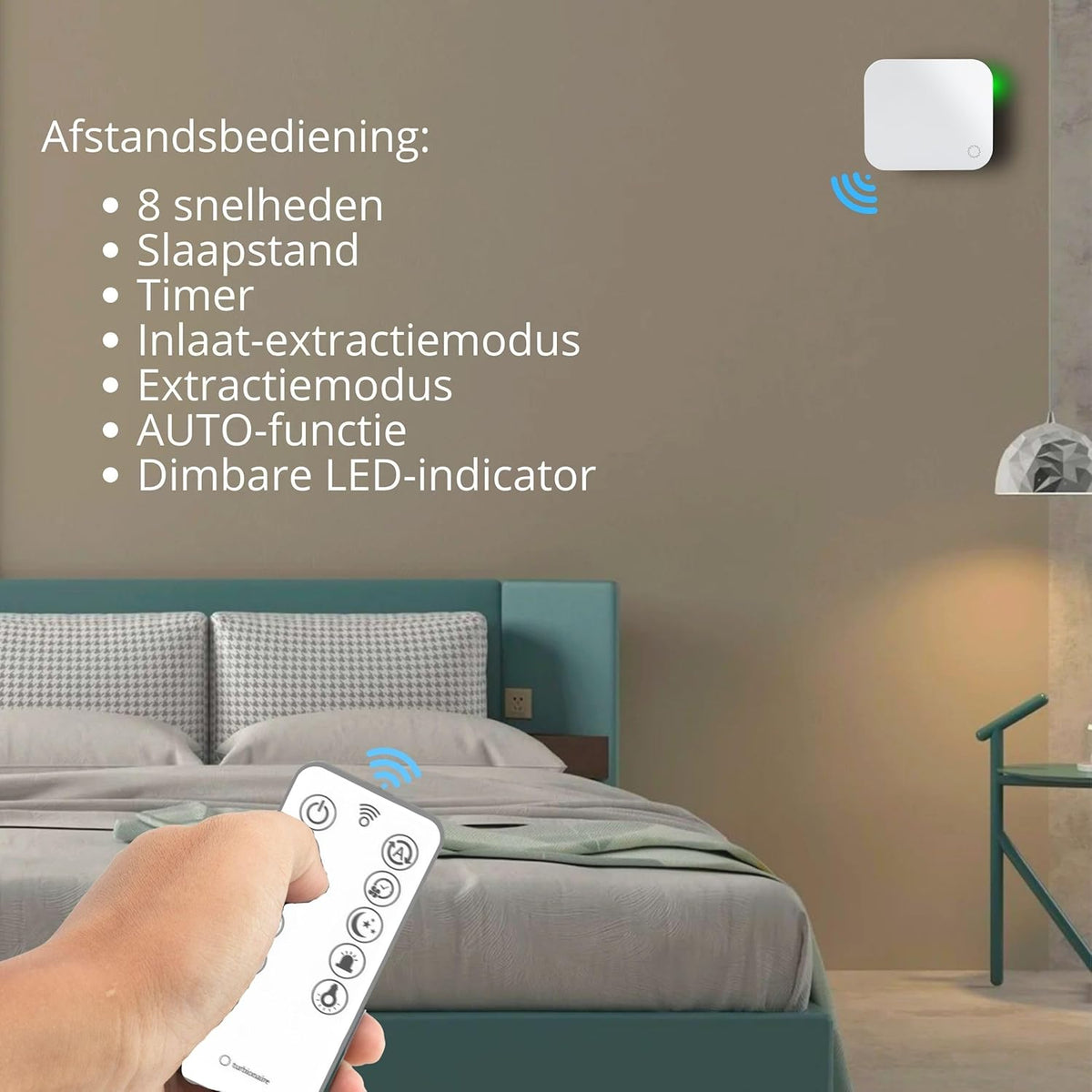 Turbionaire Trend HRV 150 WMI – Decentrale VMC Met Warmteterugwinning, Geluidsisolatie, Afstandsbediening, Timer, 8 Snelheden, Borstelloze Motor, Omkeerbare Luchtstroom, 150 Mm, 3 Jaar Garantie