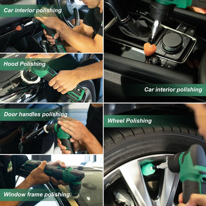 BATOCA Mini Accu polijstmachine S4,Roterend en Orbitaal,Koplamp polijsten,25mm/75mm Polijstset,Borstelloze Motor,Professionele Detail Polijstmachine Kit met 2 x 2.5Ah 12V Accu's,2000-5500PRM