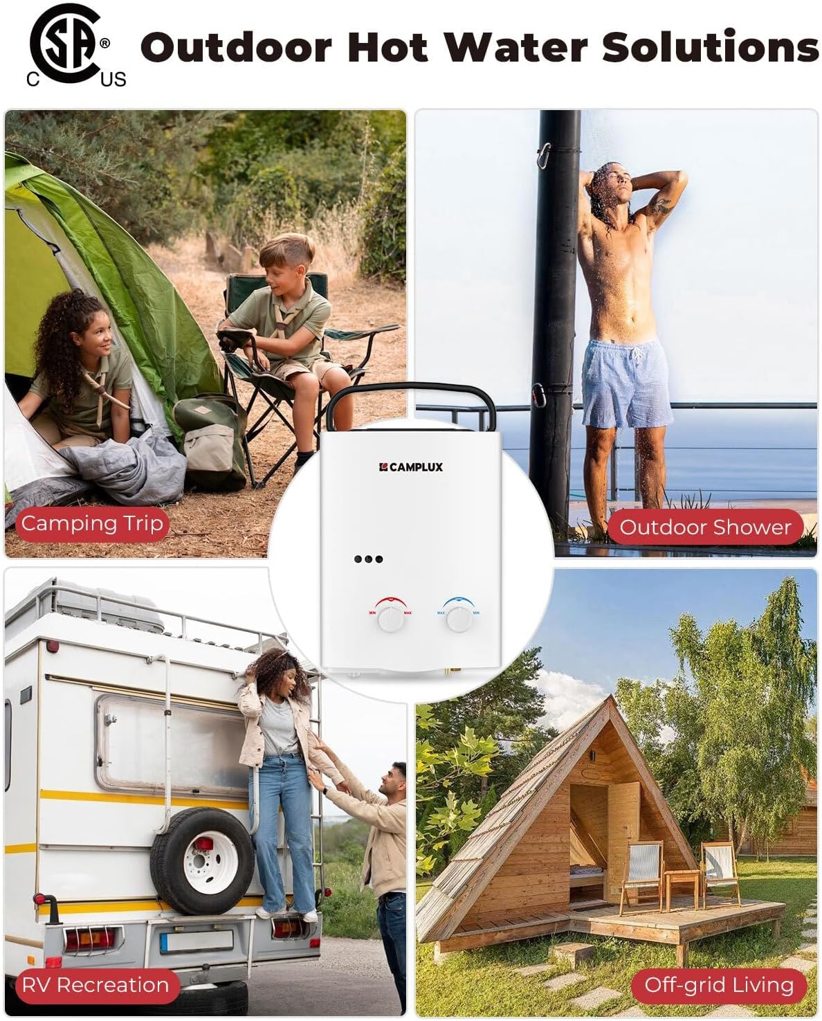 Camplux AY132 Tankless Gasboiler, 5L gas propaan boiler Tankless Instant Warm watermaker 10kW energieklasse A