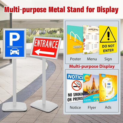Schildstandaard Display – Posterstandaard – Infostandaard – Menustandaard – Bordstandaard – Zilver, Set van 3 – DIN A4 – 360° Draaibaar en 180° Kantelbaar – Zware Metalen Voet van 2,6 kg