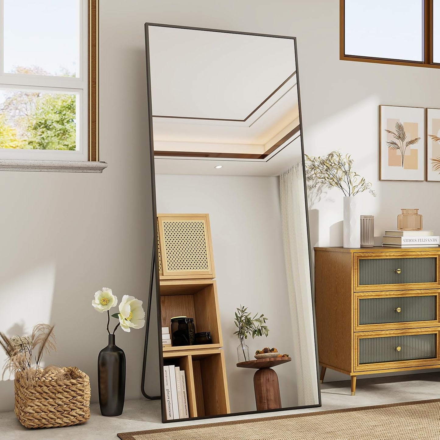 Staande Spiegel – Passpiegel – Wandspiegel – Volledige Lengte Spiegel – Kleedkamerspiegel – 165x60 cm – Robuust Versterkt Glas – Minimalistisch Smal Aluminium Frame