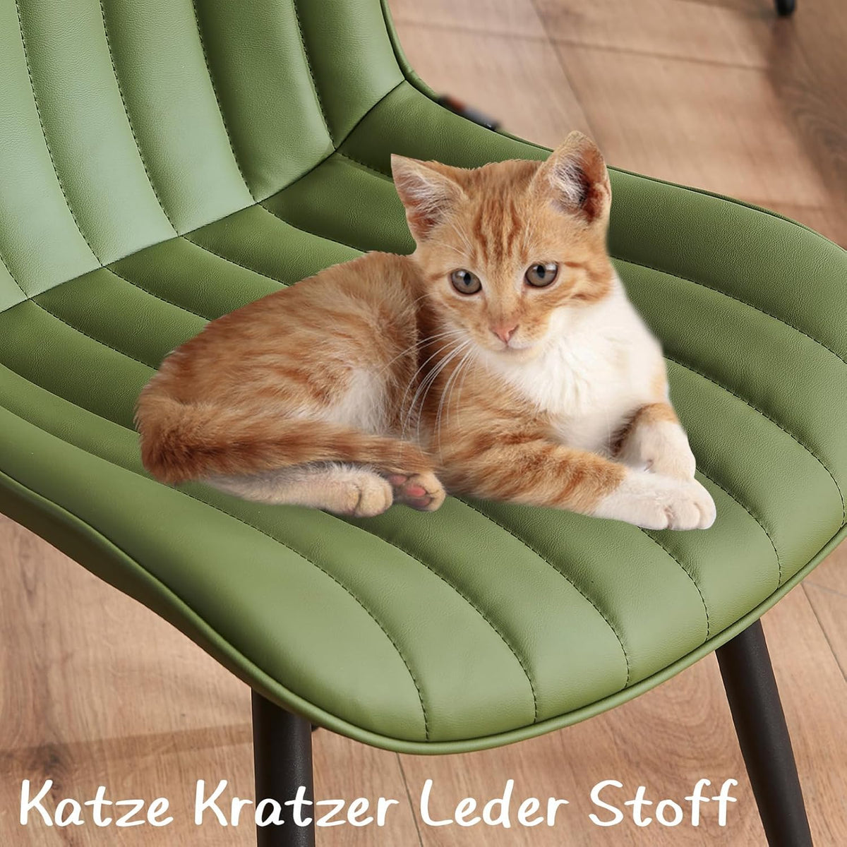 YOUTASTE Eetkamerstoelen, set van 2, kunstleer, keukenstoelen met rugleuning, gestoffeerde stoel, tot 136 kg belastbaar, stoelen voor eetkamer, keuken, olijfgroen