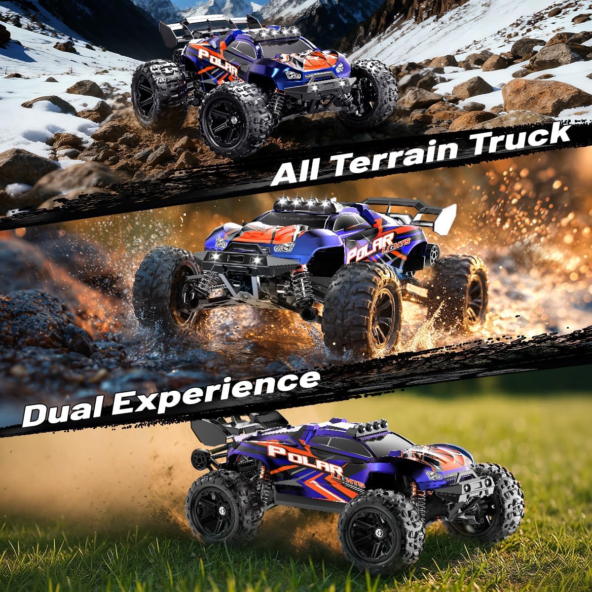 Op Afstand Bestuurbare Auto 1:14 – RC Auto – Monstertruck – 4WD Auto – Offroad Auto – Snelle 4WD RC Auto 40 km/u – Waterdicht met 2 Oplaadbare 1300mAh Batterijen