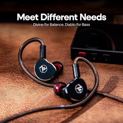 Linsoul 7Hz x Crinacle: Diablo/Divine In Ear Monitor,Hoofdtelefoon met 14,5 mm Planar Magnetische Drivers,IEM HiFi met Afneembare 2pin Monokristallijne Koperen Kabel voor Audiofielen (Diablo, Zwart)