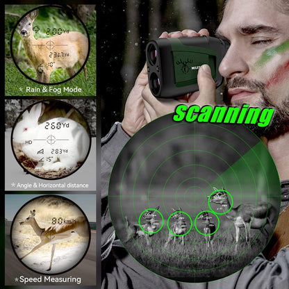 MiLESEEY Laser Range Finder Hunting 900Yards Angle Compensation and Horizontal Distance Scan Mode Speed Accurate 6X Magnification Archery Rangefinder Rain Mode in rain and fog Hardcase