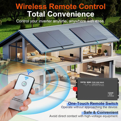 Omvormer Zuivere Sinus – Spanningsomvormer – Power Inverter – Stroomomvormer – 24V Omvormer – 24V naar 230V – 2000W continu, 4000W piek met LCD Display