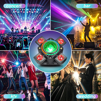Disco Light Party Light, Moving Head XJG-102, LED RGB DJ Projector Muziek Gecontroleerde DJ Disco Lichten, DMX-effect Spotlight, voor KTV-reünie Bruiloft Verjaardag Halloween
