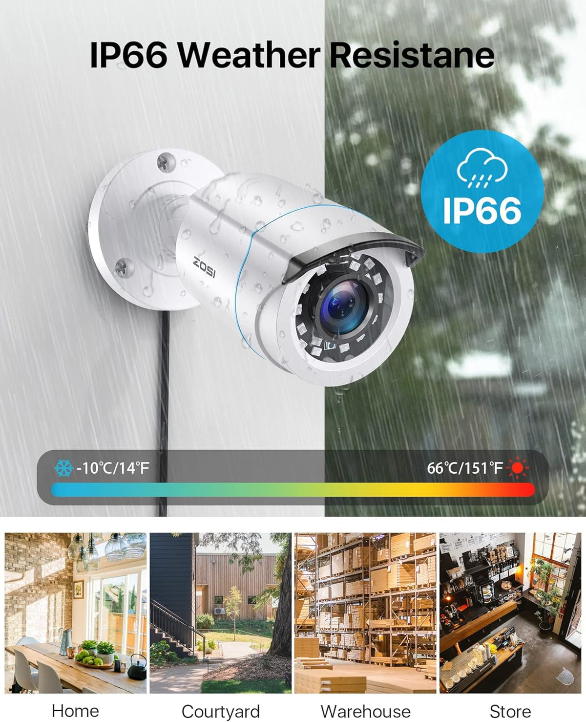 ZOSI CCTV 1080P HD-videobewakingssysteem H.265+ 1080P DVR-recorder plus 4 buitencameraset van 2 MP zonder harde schijf, 20 m IR-nachtzicht, weerbestendig