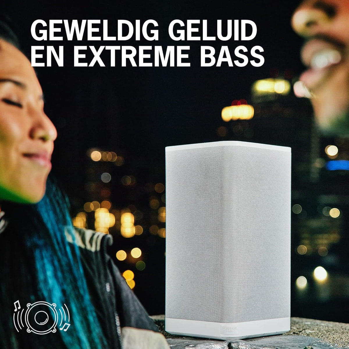 Ultimate Ears HYPERBOOM draagbare Bluetooth-luidspreker - Luide draadloze luidspreker met krachtige bas, IPX4-waterbestendig, 45 m bereik, batterijduur van 24 uur - Wit