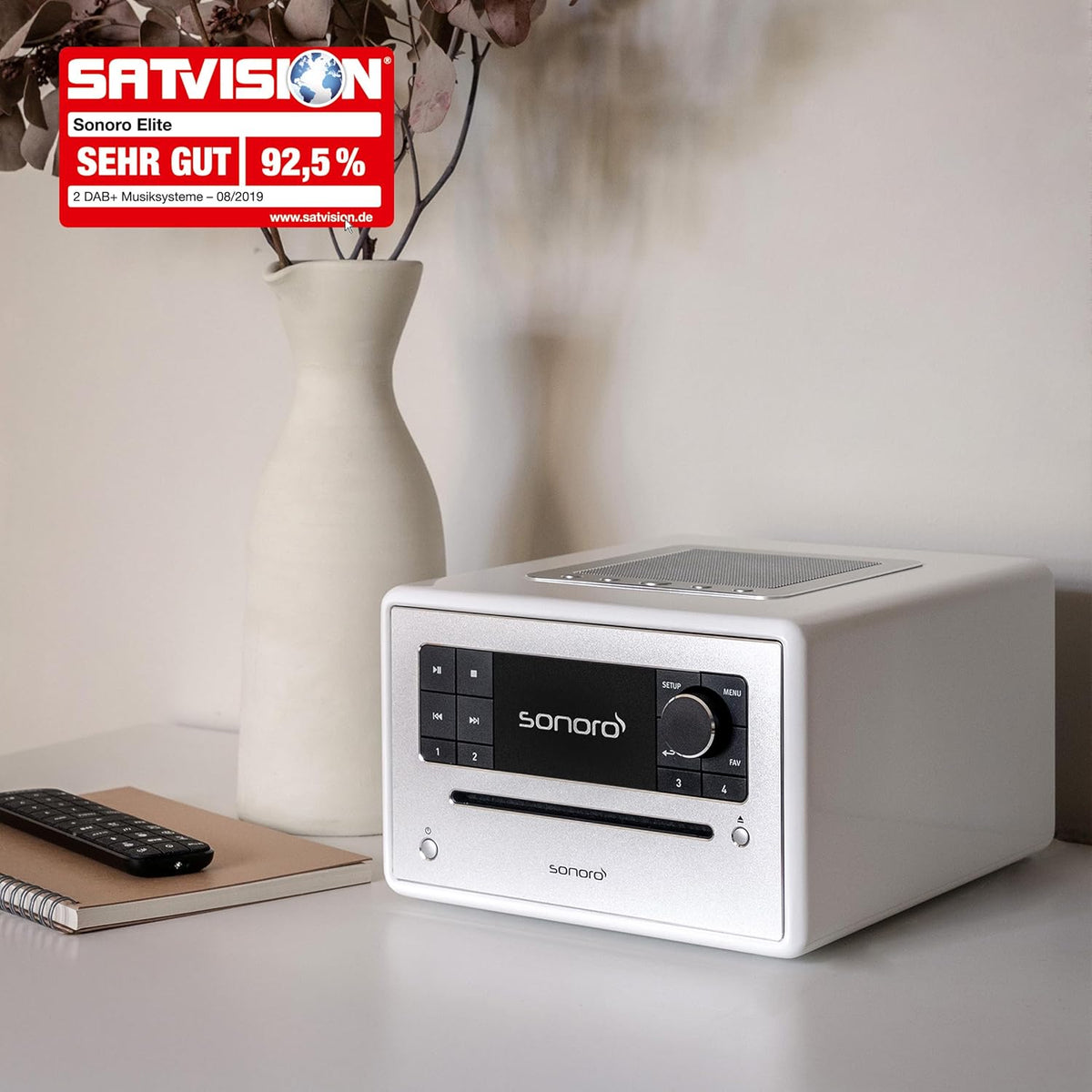 sonoro Elite internetradio met cd-speler (FM, DAB Plus, Podcasts, Spotify, Amazon Music, Deezer), wit