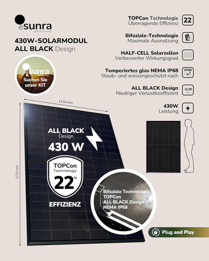 Microomvormer van NEP BDM800VA - Plug and Play - MPPT-efficiëntie > 99,5% - 5 m netsnoer - app voor bewaking van de productie in real-time