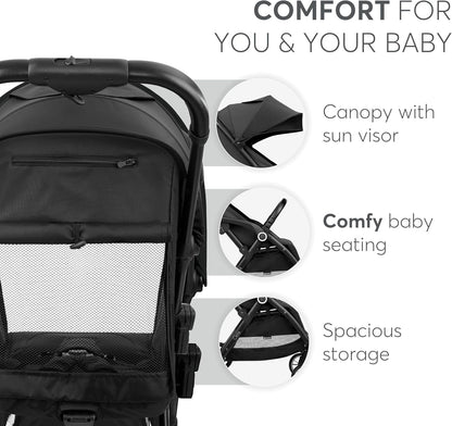 KikkaBoo CIELA Kinderwagen, buggy tot 22 kg, automatisch opvouwen, verstelbare rugleuning, gering gewicht, compact, cabinemaat, zwart