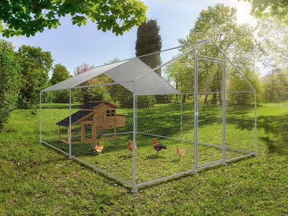Kippenren – Pluimveetren – Kippenhok – Vogelschutting – Buitenren – Gegalvaniseerd Staal – 9 m² Veilig Oppervlak - QUORE
