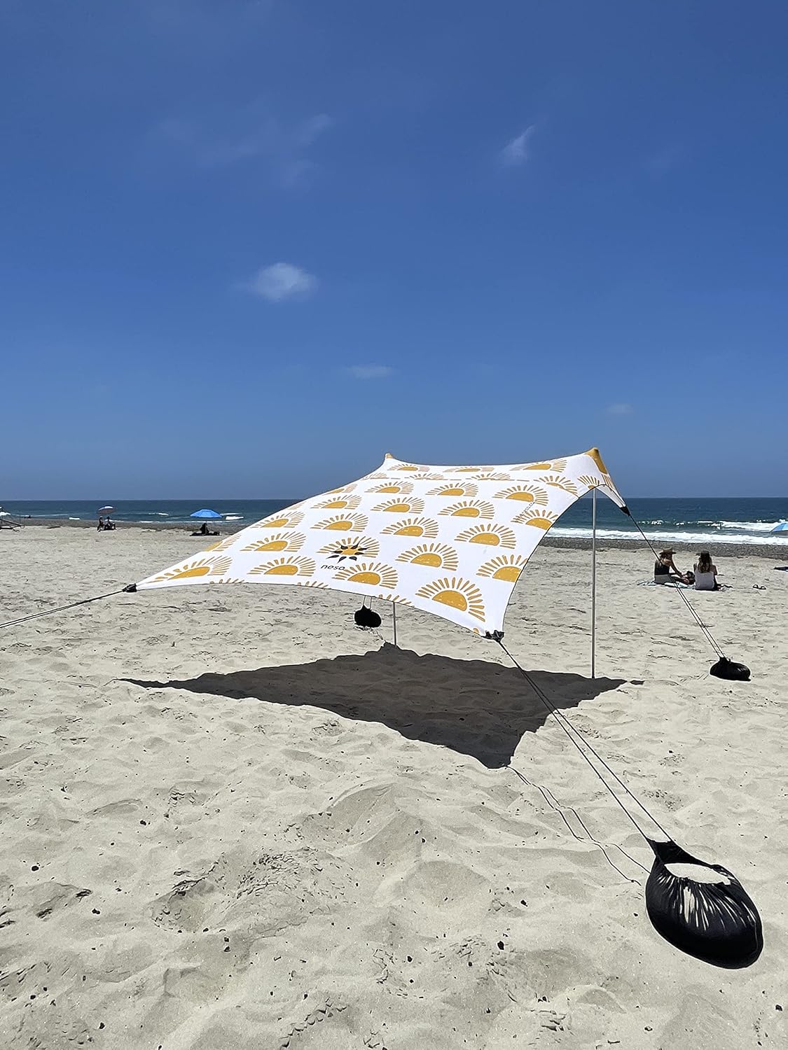 Neso Tents Strandtent met zandanker, draagbare luifel, zonnescherm, 2,1 x 2,1 meter, gepatenteerde versterkte hoeken, zonneschijn