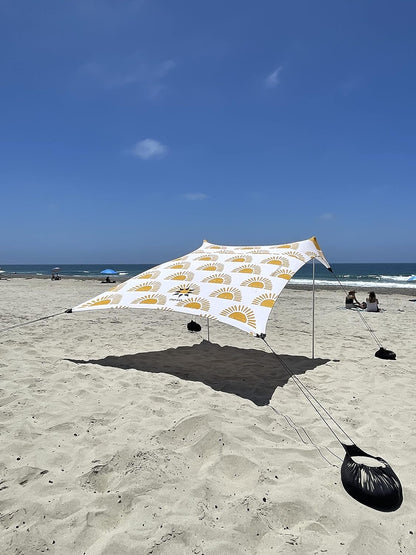 Neso Tents Strandtent met zandanker, draagbare luifel, zonnescherm, 2,1 x 2,1 meter, gepatenteerde versterkte hoeken, zonneschijn