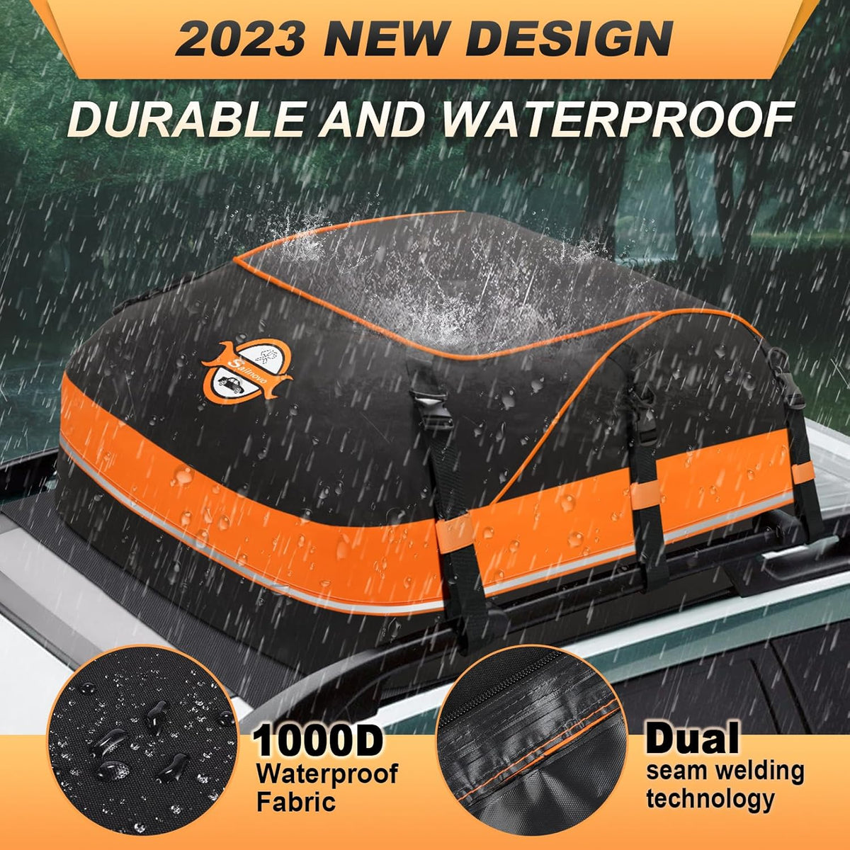 Daktas voor Auto Oranje – Autodaktas – Dakbagagetas – Dakkoffer – Bagagedrager voor Auto – Waterdicht En Scheurvast 1000D PVC – Geschikt Voor 5-8 Personen