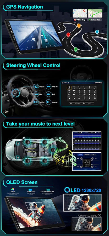 Autoradio – Multimedia Systeem – Navigatie Unit – Auto Stereo – Android Auto – 9 Inch IPS Touchscreen – Draadloze CarPlay – 6GB RAM 128GB Opslag