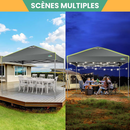 cobizi Paviljoen, 3x3 vouwpaviljoen, waterdicht, winterbestendig, centrale vergrendeling met één knop, partytent, opvouwbaar, anti-uv met fluorescerende strepen, 4 zijwanden, 3 hoogteverstelbaar,