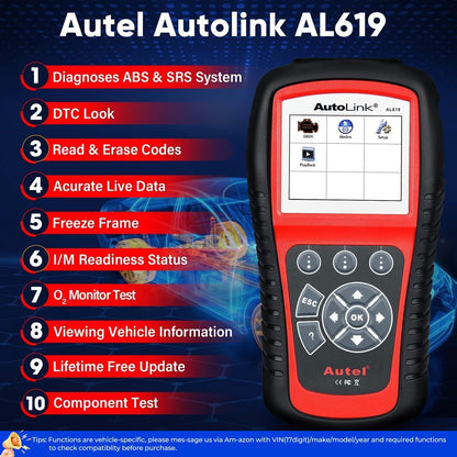 OBD2 Scanner – Auto Diagnose Tool – Foutcode Uitlezer – Motorstoringslamp Uitschakelaar – ABS SRS Diagnose – ABS En Airbag Waarschuwingen Uitlezen – Foutcodes Wissen – Geschikt Voor Bijna Alle Voertuigen Na 1996